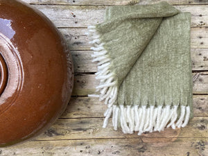 Olive Soft Wool Blend Throw