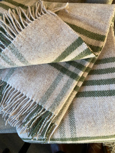 Olive Wool Check Throw