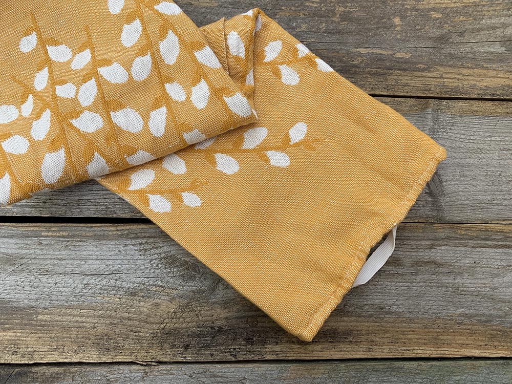 Cotton Blend Buds Square Tea Towel Yellow