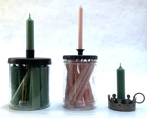 Green Candles in a Glass Jar