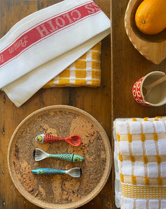 Large Red Linen Tea Towel