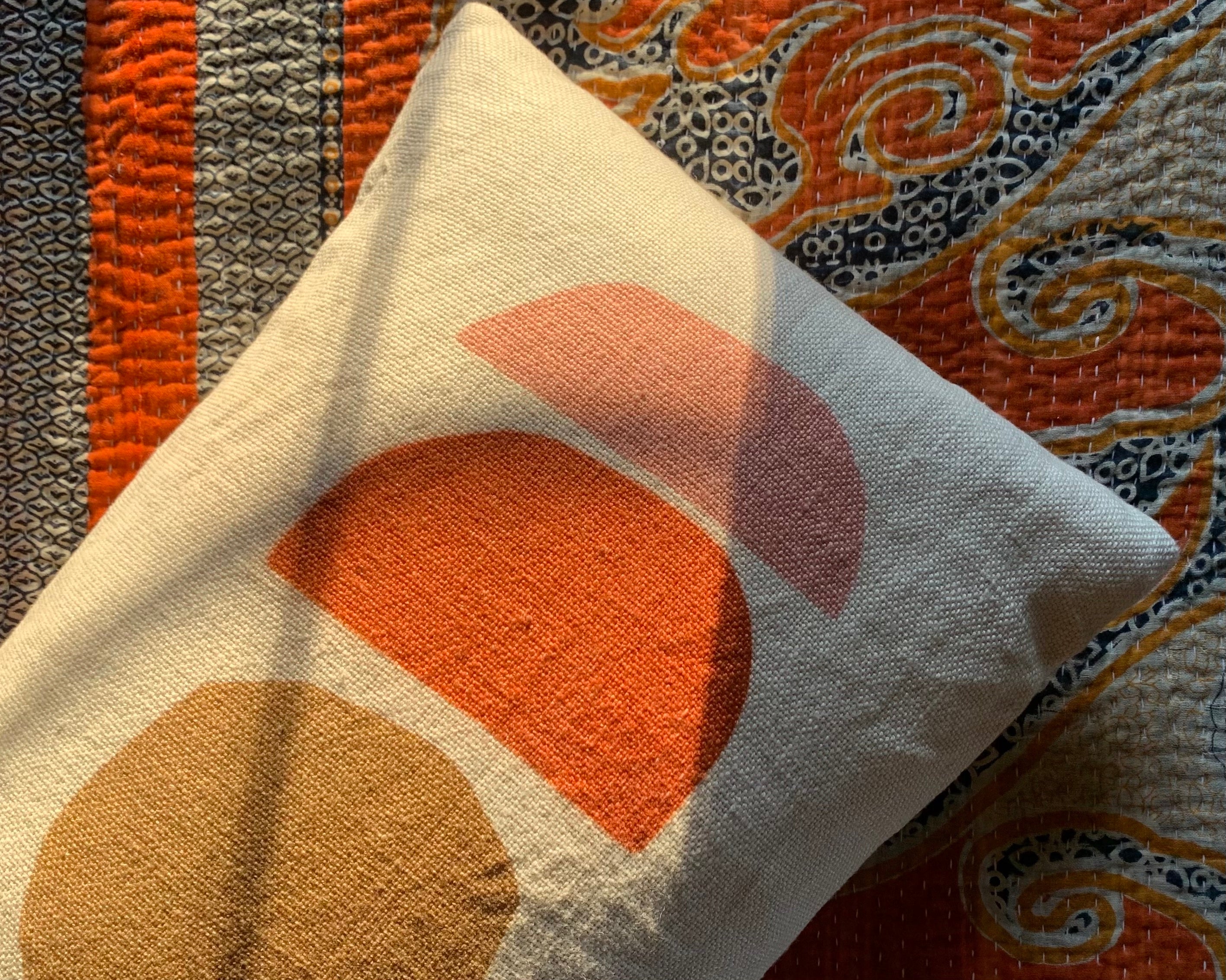 Long Abstract Shapes Linen Cushion