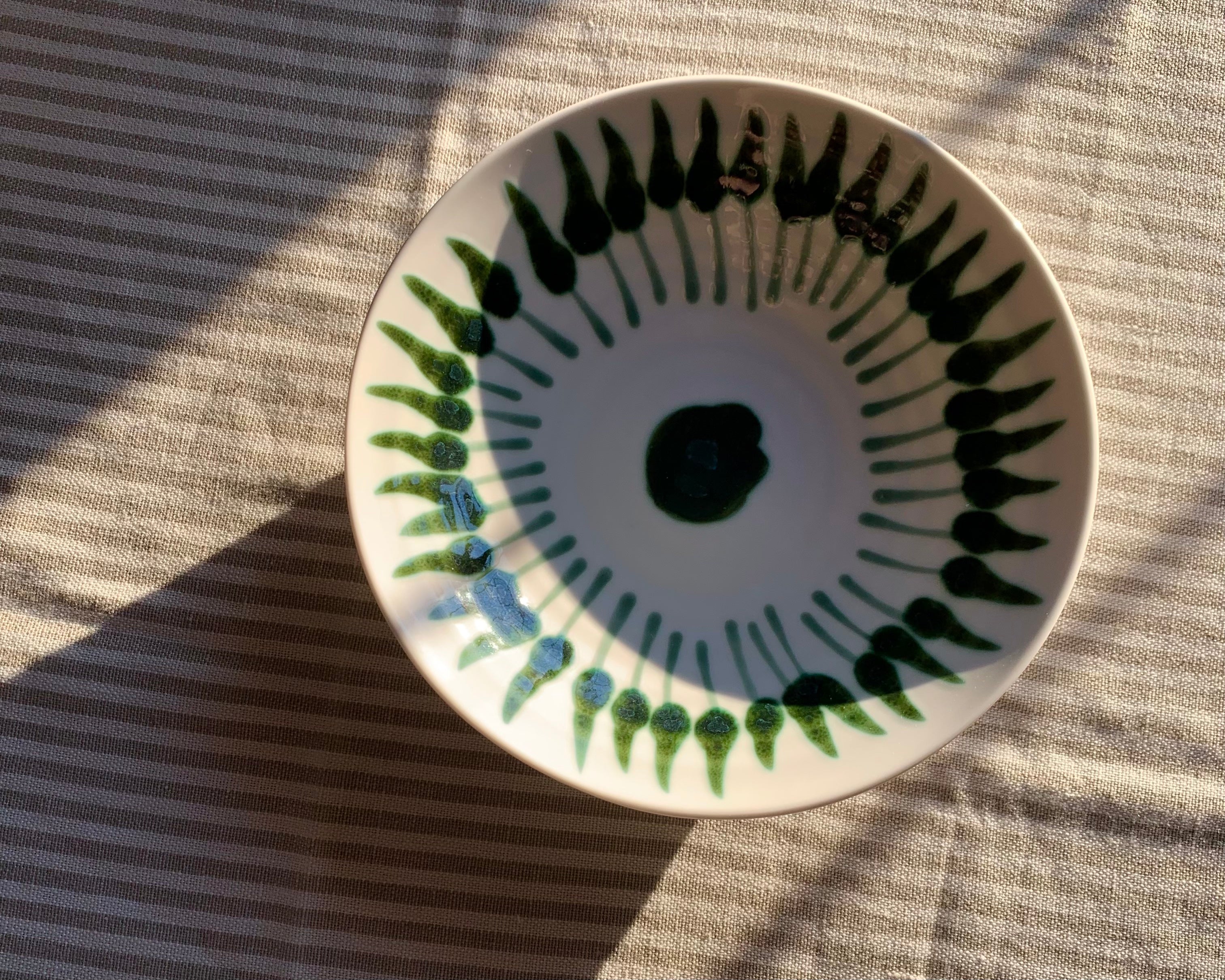 Green Hand Painted Ceramic Bowl